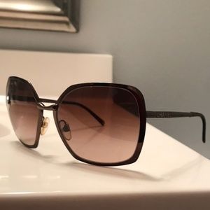 CHANEL Brown Metal RX Sunglasses 4176